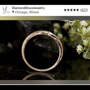 14k gold band with diamond inlay